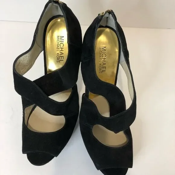 Michael Kors black peep toe platform 5in heels size 10 - Picture 16 of 16